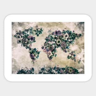 world map floral Sticker